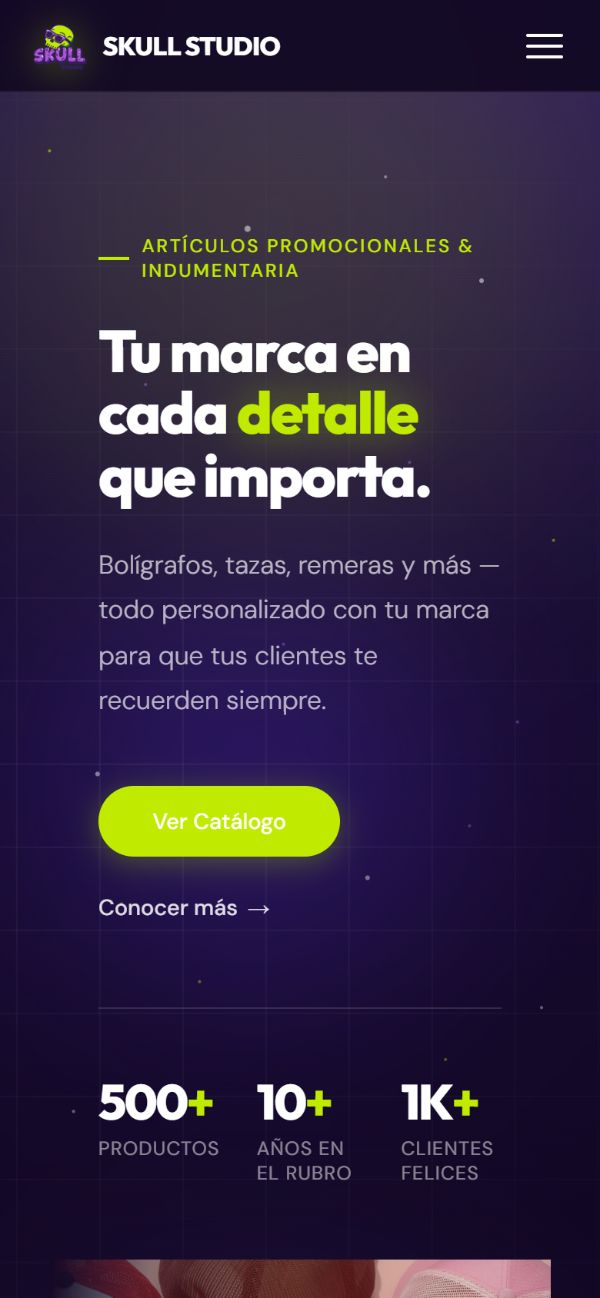 Sitio de SK Studio en el celular